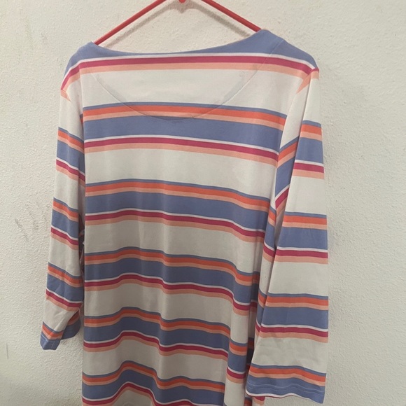 Croft & Barrow Boatneck 3/4  Blue Pink Sleeve Striped Top 2X NWT Plus Size - Picture 11 of 13